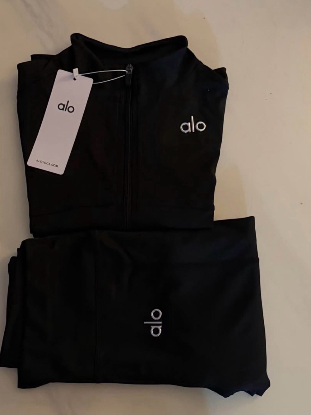 ALO Yoga Black Long-Sleeve Zip Jumpsuit - Picture 4 of 4